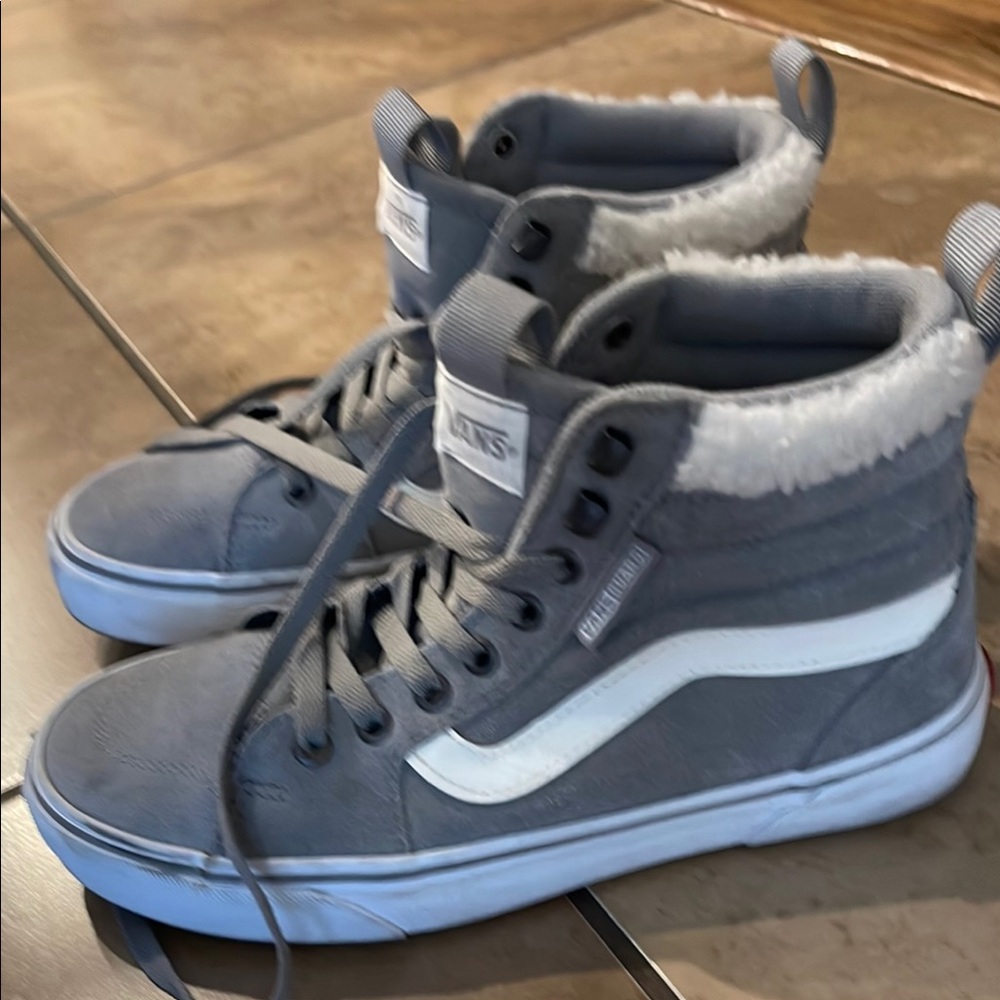 Vans Gray High-Top Sneakers with White Trim